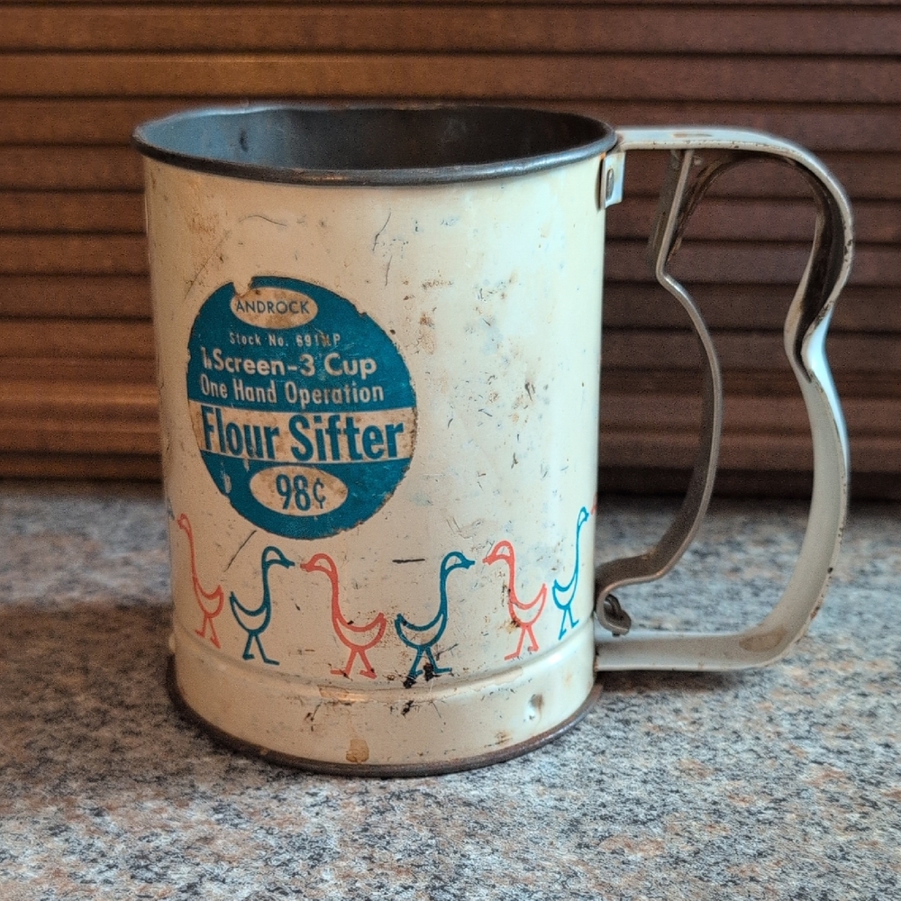 Androck Flour Sifter with Geese and Original Label